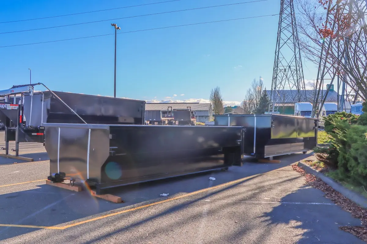 Roll-off dumpster ready for waste disposal at job site for Commercial Dumpster Rental in Wyldwood